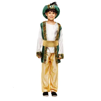 Çocuk Arap prens, cadılar Bayramı çocuk giyim Arap kral Erkek Kostüm Cosplay süslü elbise Şapka Takım Elbise tulum