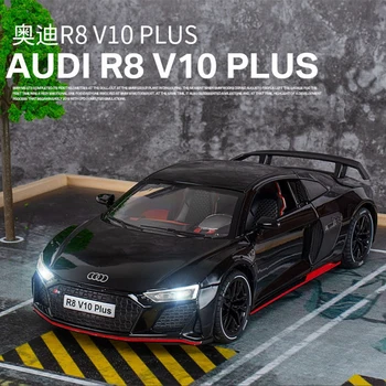 Çocuk Oyuncakları Erkek Audi R8 Diecast 1: 24 Alaşım Model Araba Minyatür Metal V10 Yarış Supercar Araç Toplamak Hediye Çocuklar için Oyuncak