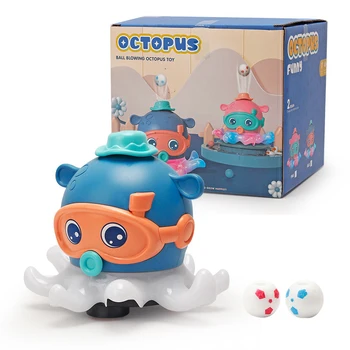 Çocuk sevimli ve eğlenceli elektrikli ahtapot sprey üfleme yüzen top oyuncak müzik Pet ışık karikatür oyuncak yüzen top hediye