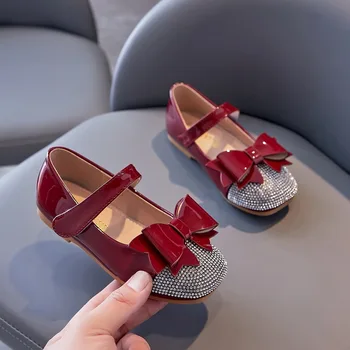 Çocuklar Flats Prenses Ayakkabı Bahar Kız Moda Yay Taklidi tek ayakkabı Çocuk deri ayakkabı Öğrenci Performans Yeni E566