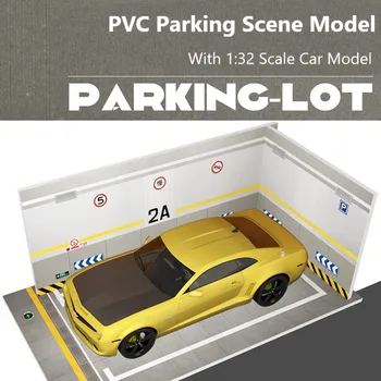 Ölçekli Plastik DIY Modeli PVC Otopark Alanı Sahne Garaj Ev Koleksiyonu Dekorasyon İçin 1:32 Simülasyon Alaşım Araba model seti