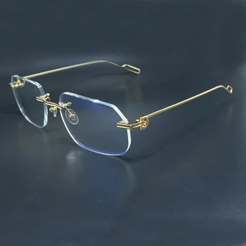 Şeffaf Gözlük Çerçeveleri Erkekler Çerçevesiz Carter Metal Tasarımcı Reçete Gözlük Espejuelos Mujer güneş gözlüğü Kadınlar İçin