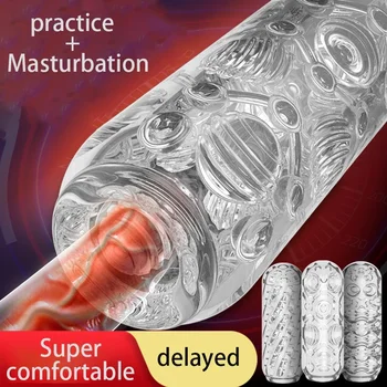 Şeffaf Silikon mastürbasyon kupası Erkekler için Güvenli Yumuşak stres oyuncakları Orgazm Erkek Masturbator Seks Oyuncak Gerçekçi Vajina Yetişkin Ürünleri