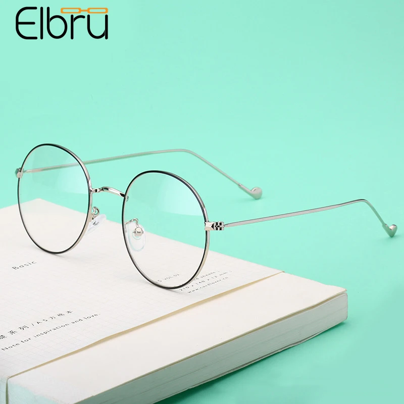 Elbru Vintage Yuvarlak okuma gözlüğü Metal Çerçeve Presbiyopik Gözlük Hipermetrop Gözlük Taşınabilir Hediye Yaşlı Erkekler Kadınlar İçin