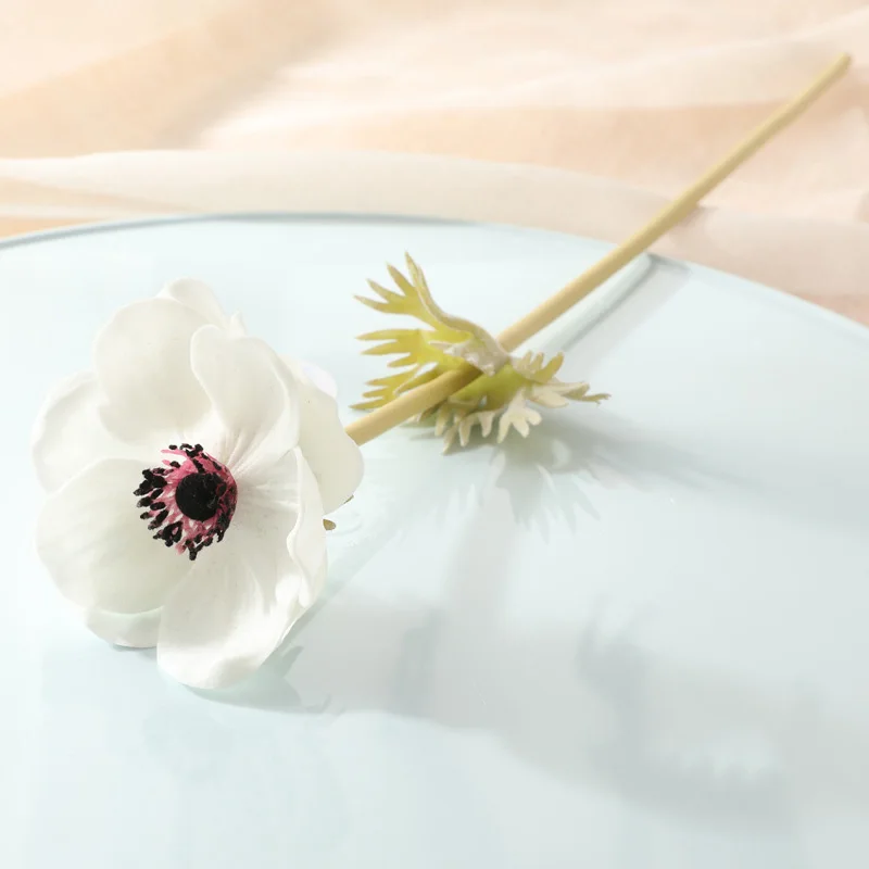 Simülasyon PU Anemon Çim Tahıl Gül Gerçek Dokunmatik yapay çiçekler Düğün Dekorasyon Çiçek Düzenleme Ev Sahte Gül Çiçek